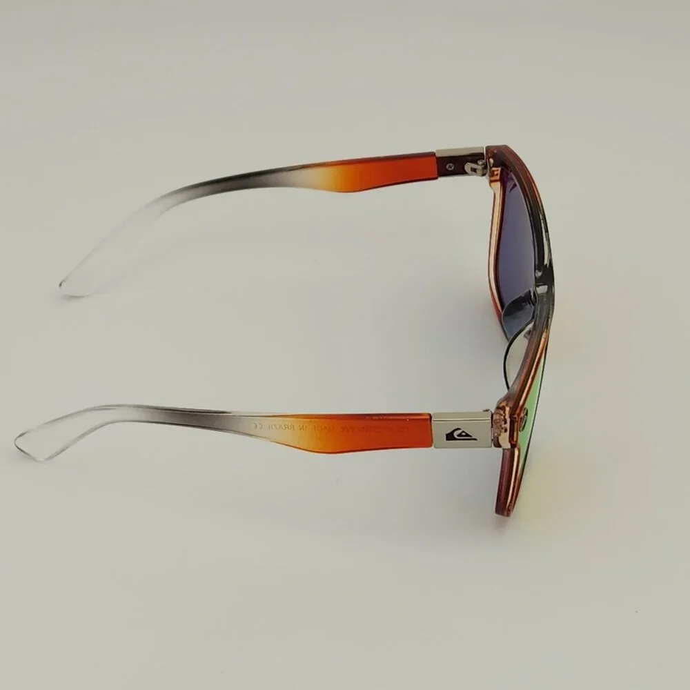 Quiksilver Round Flat Lens Sunglasses Black-Orange Fade Orange Mirror Lens Q27